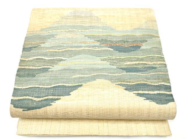 平和屋着物▽太鼓柄袋帯　スリーシーズン　春夏秋　すくい織　霞文　正絹　逸品　CABG9059hy
