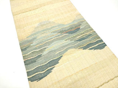 平和屋着物▽太鼓柄袋帯　スリーシーズン　春夏秋　すくい織　霞文　正絹　逸品　CABG9059hy
