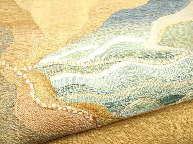 平和屋着物▽太鼓柄袋帯　スリーシーズン　春夏秋　すくい織　道長文様　正絹　逸品　CABG9060hy
