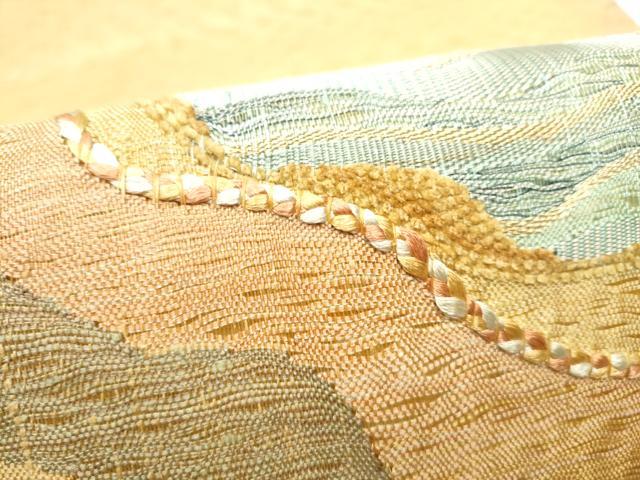 平和屋着物▽太鼓柄袋帯　スリーシーズン　春夏秋　すくい織　道長文様　正絹　逸品　CABG9060hy