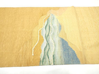 平和屋着物▽太鼓柄袋帯　スリーシーズン　春夏秋　すくい織　道長文様　正絹　逸品　CABG9060hy