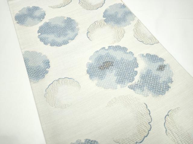 平和屋着物▽六通柄袋帯　スリーシーズン　春夏秋　藍染　雪輪文　正絹　逸品　CABG9064hy