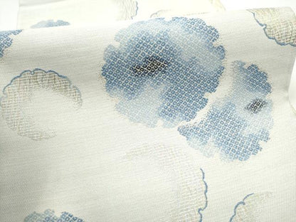 平和屋着物▽六通柄袋帯　スリーシーズン　春夏秋　藍染　雪輪文　正絹　逸品　CABG9064hy