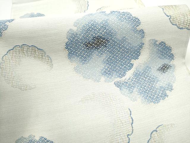 平和屋着物▽六通柄袋帯　スリーシーズン　春夏秋　藍染　雪輪文　正絹　逸品　CABG9064hy