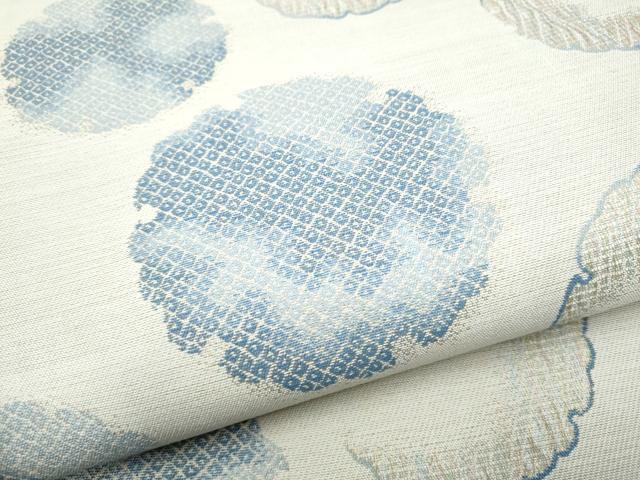 平和屋着物▽六通柄袋帯　スリーシーズン　春夏秋　藍染　雪輪文　正絹　逸品　CABG9064hy