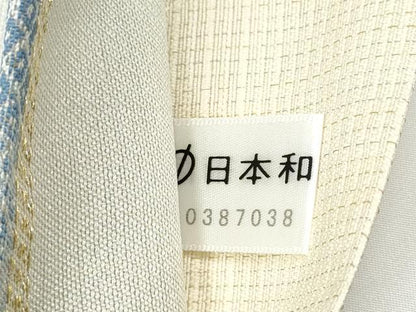 平和屋着物▽六通柄袋帯　スリーシーズン　春夏秋　藍染　雪輪文　正絹　逸品　CABG9064hy