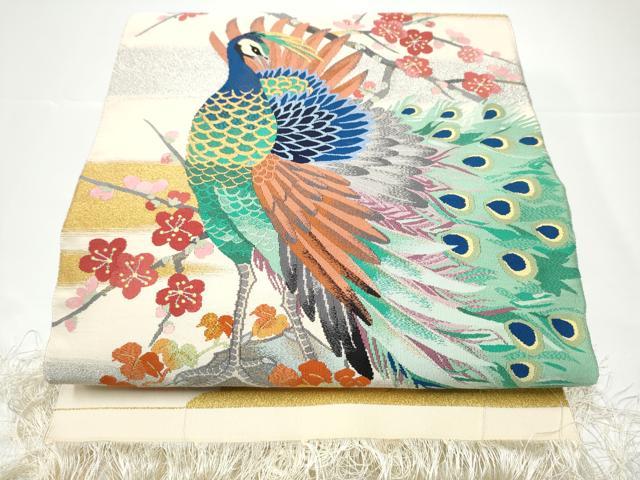 平和屋着物●爪掻き本綴れ　太鼓柄袋帯　作家物　孔雀文　共箱付き　正絹　逸品　CABG9066hy