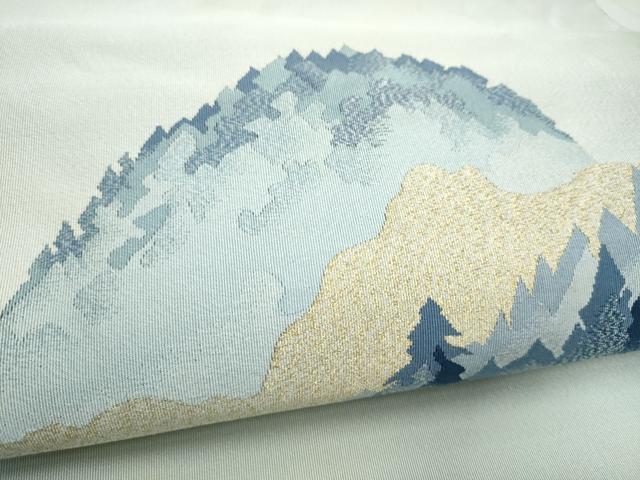 平和屋着物●爪掻き本綴れ　八寸名古屋帯　作家物　遠山樹林文　金糸　共箱付き　正絹　逸品　CABG9068hy