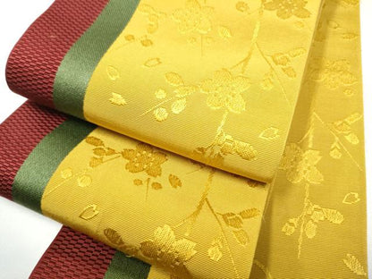 平和屋着物●本場筑前博多織　半幅帯　枝桜文　正絹　逸品　CABG9074hy