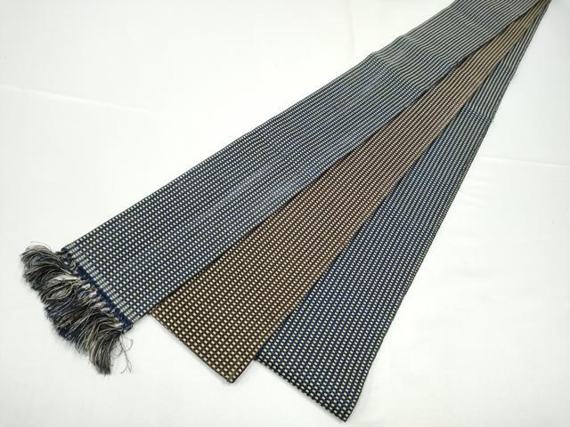 平和屋着物○男性 本場筑前博多織 角帯 格子柄 正絹 逸品 CABG9079hy