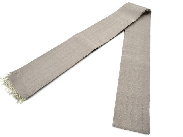 平和屋着物●男性　爪掻き本綴れ　角帯　色無地　源氏鼠色　正絹　逸品　CABG9086hy