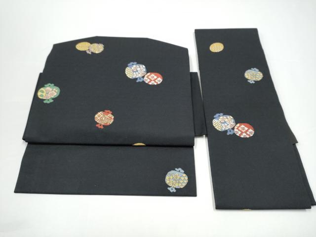 平和屋着物●つけ帯　打ち出の小槌　黒地　正絹　逸品　CABG9096hy