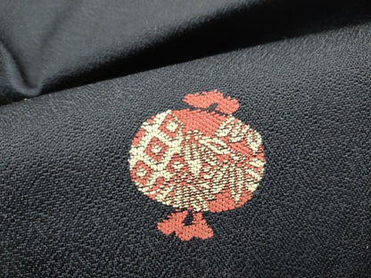平和屋着物●つけ帯　打ち出の小槌　黒地　正絹　逸品　CABG9096hy