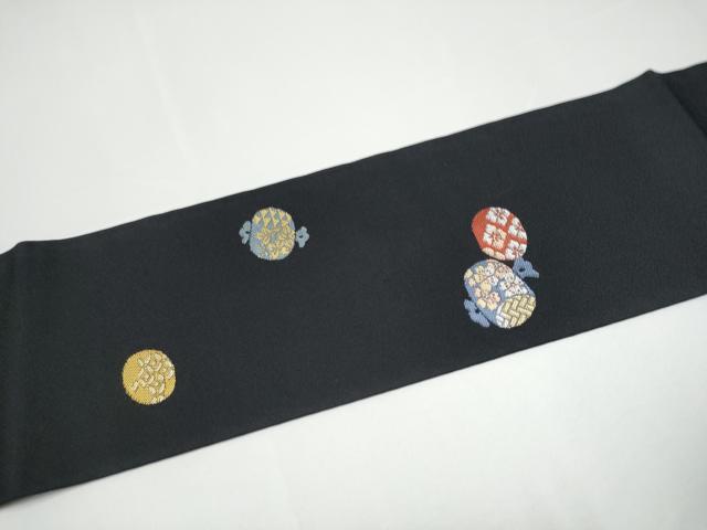 平和屋着物●つけ帯　打ち出の小槌　黒地　正絹　逸品　CABG9096hy