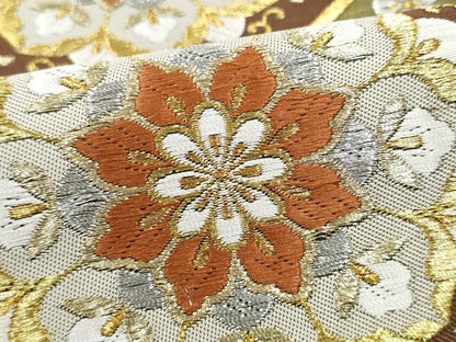 平和屋着物●六通柄袋帯　手織　正倉院菱花唐草文　金銀糸　正絹　逸品　CABG9100hy