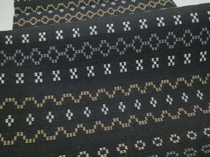 平和屋着物●全通柄袋帯　花織　幾何学横段文　正絹　逸品　CABG9105hy