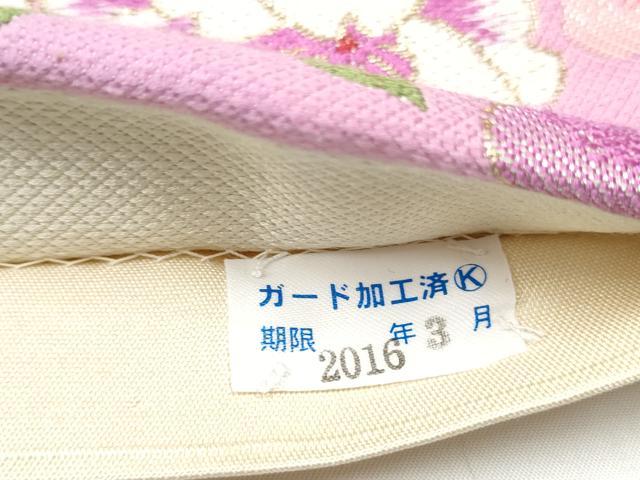 平和屋着物●六通柄袋帯　市松花蝶文　金糸　正絹　逸品　CABG9106hy