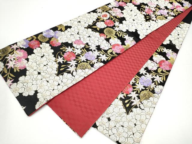 平和屋着物●六通柄袋帯　唐織　舞花文　黒地　金糸　正絹　逸品　CABG9107hy