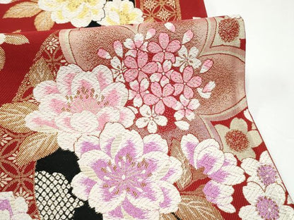 平和屋着物●六通柄袋帯　舞花文　金糸　正絹　逸品　CABG9109hy