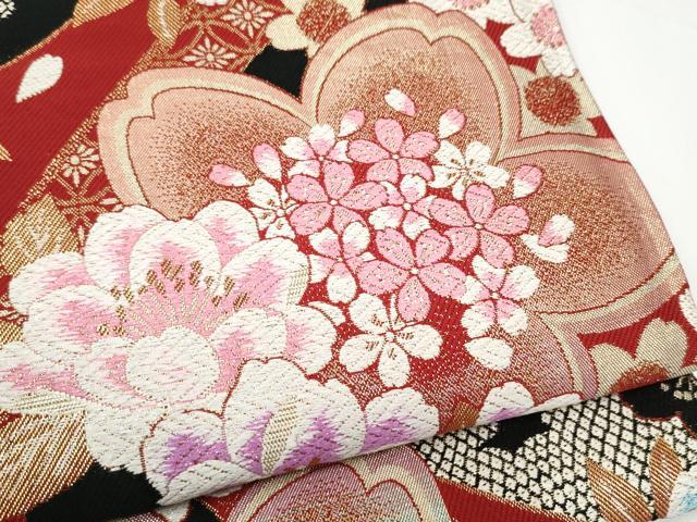 平和屋着物●六通柄袋帯　舞花文　金糸　正絹　逸品　CABG9109hy