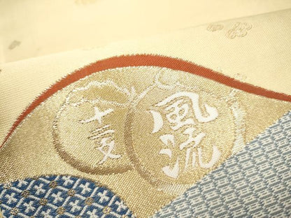 平和屋着物●六通柄袋帯　紹巴　歌舞伎百選　金糸　正絹　逸品　CABG9114hy