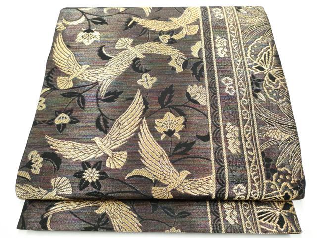 平和屋着物●染色作家　斉藤三才　六通柄袋帯　三才鳥　金糸　正絹　逸品　CABG9116hy