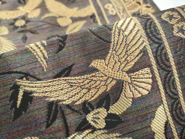 平和屋着物●染色作家　斉藤三才　六通柄袋帯　三才鳥　金糸　正絹　逸品　CABG9116hy