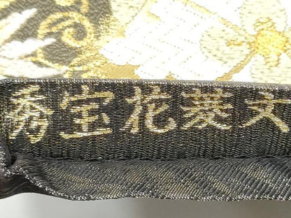 平和屋着物●六通柄袋帯　唐織　秀宝花菱文　金糸　正絹　逸品　CABG9123hy