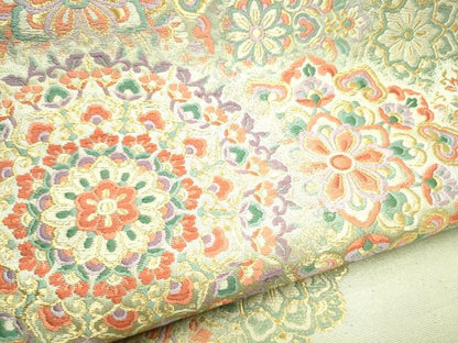 平和屋着物●老舗織元　泰生織物　六通柄袋帯　正倉院花文　金糸　証紙付き　正絹　逸品　CABG9124hy