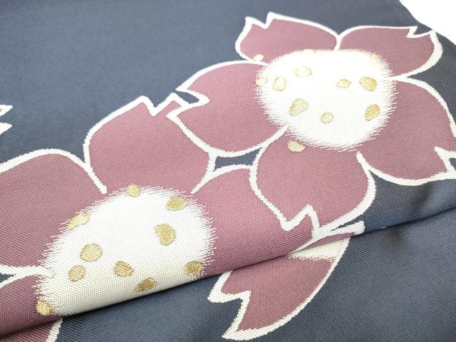 平和屋着物●世界的人形師　辻村寿三郎　ジュサブロー　六通柄袋帯　舞桜文　金糸　正絹　逸品　CABG9127hy