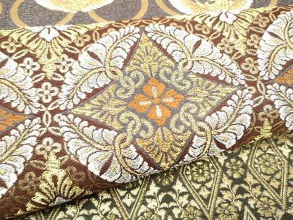 平和屋着物●六通柄袋帯　横段花鳥文　金銀糸　やまと誂製　正絹　逸品　CABG9129hy