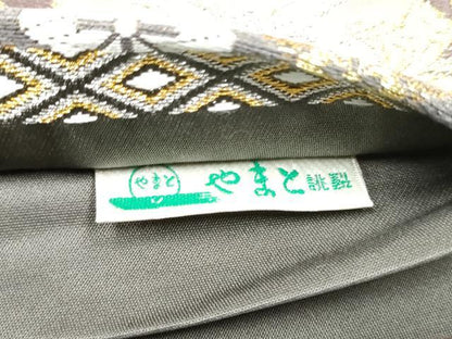 平和屋着物●六通柄袋帯　横段花鳥文　金銀糸　やまと誂製　正絹　逸品　CABG9129hy