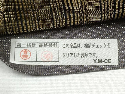 平和屋着物●ひなや工房　くむ・あむ・おる　伊豆蔵明彦　組織　太鼓柄袋帯　横段文　金糸　反端付き　上代78万　正絹　逸品　CABG9144hy