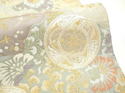 平和屋着物●六通柄袋帯　花唐草文　金糸　正絹　逸品　CABG9146hy