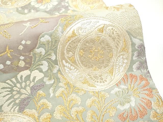 平和屋着物●六通柄袋帯　花唐草文　金糸　正絹　逸品　CABG9146hy