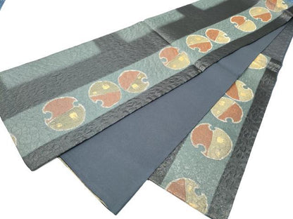 平和屋着物●六通柄袋帯　幾何学文様　金糸　正絹　逸品　CABG9149hy
