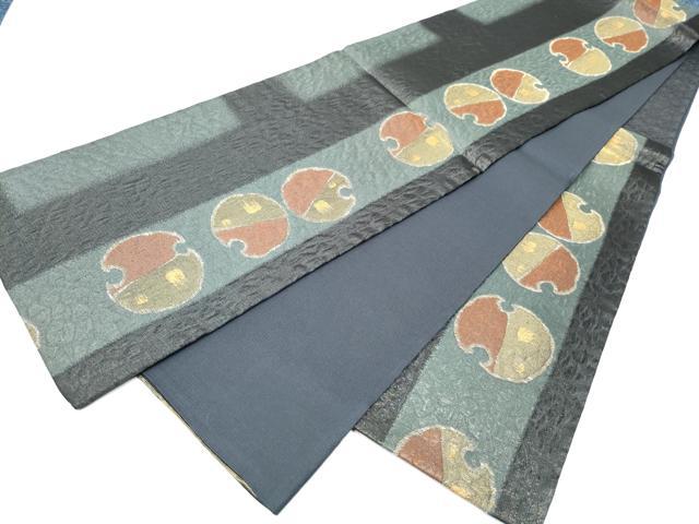 平和屋着物●六通柄袋帯　幾何学文様　金糸　正絹　逸品　CABG9149hy