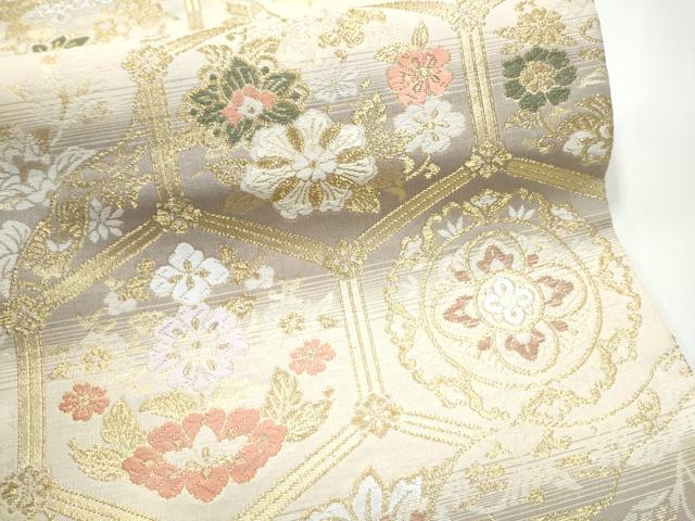平和屋着物●六通柄袋帯　新小石丸　亀甲花文　金糸　正絹　逸品　CABG9152hy