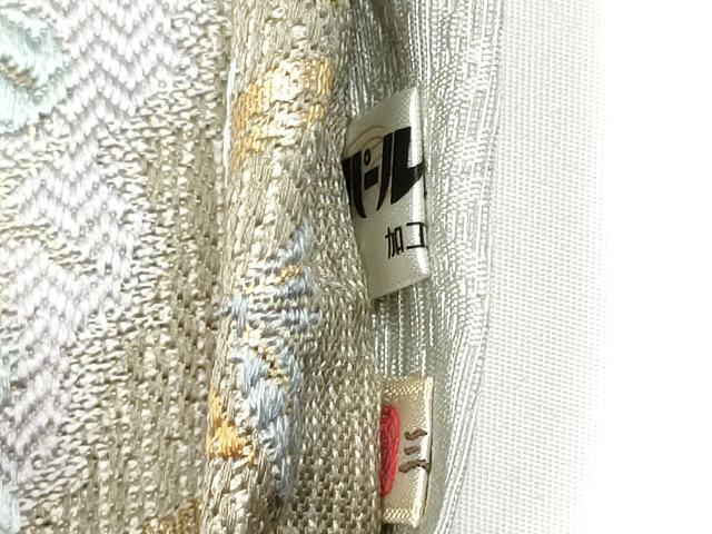 平和屋着物●六通柄袋帯　唐織　扇面草花文　金糸　正絹　逸品　CABG9155hy