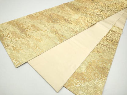平和屋着物●西陣　川島織物　六通柄　本袋帯　吉祥花文　金糸　正絹　逸品　CABG9157hy