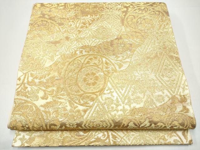 平和屋着物●西陣　川島織物　六通柄　本袋帯　吉祥花文　金糸　正絹　逸品　CABG9157hy