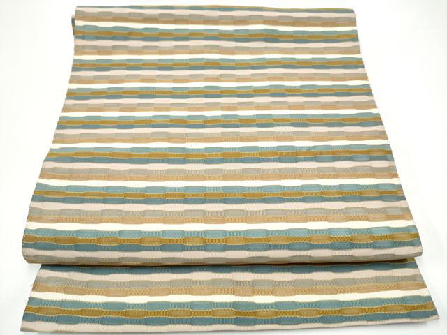 平和屋着物●八寸名古屋帯　綴れ　横段文　正絹　逸品　CABG9162hy