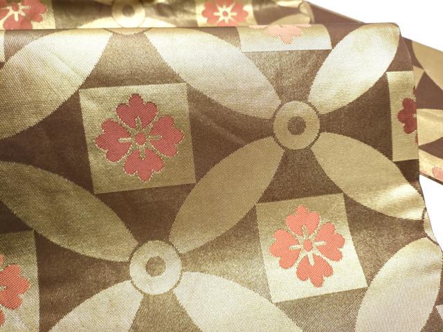 平和屋着物●西陣　川島織物　九寸名古屋帯　七宝花文　金糸　正絹　逸品　CABG9168hy