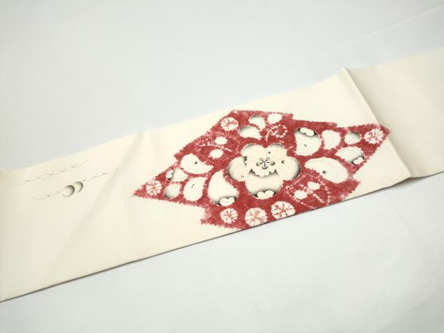平和屋着物●日本工芸会正会員　福村廣利　絵絞庵　塩瀬　九寸名古屋帯　絞り　辻が花　正絹　逸品　CABG9169hy