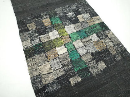 平和屋着物●八寸名古屋帯　紬地　市松文様　黒地　金糸　正絹　逸品　CABG9174hy