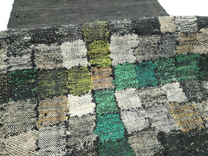 平和屋着物●八寸名古屋帯　紬地　市松文様　黒地　金糸　正絹　逸品　CABG9174hy