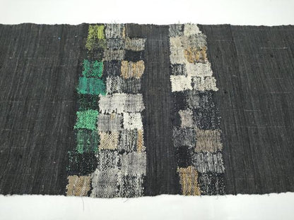 平和屋着物●八寸名古屋帯　紬地　市松文様　黒地　金糸　正絹　逸品　CABG9174hy