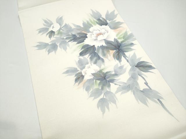 平和屋着物●九寸開き名古屋帯　手描き　牡丹　正絹　逸品　CABG9178hy
