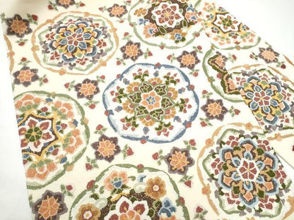平和屋着物●中国三大刺繍　総相良刺繍　九寸名古屋帯　正倉院花文　正絹　逸品　CABG9181hy