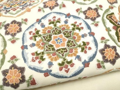 平和屋着物●中国三大刺繍　総相良刺繍　九寸名古屋帯　正倉院花文　正絹　逸品　CABG9181hy